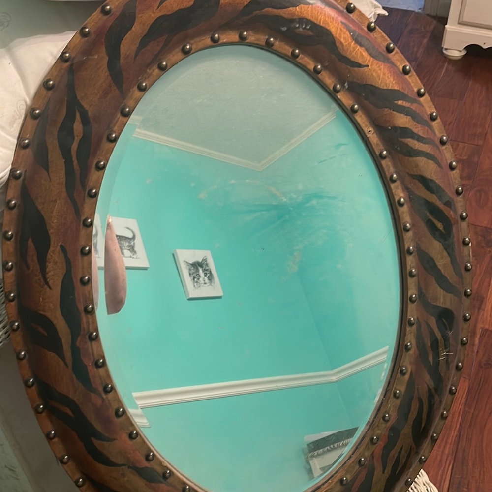 Heavy zebra round mirror by john Richard number 887